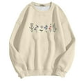 thumbnail image 4 of Arlun Crewneck Sweatshirts Womens Trendy Floral Printed Soft Comfortable Long Sleeve Hoodless Tops 2025 Fall Winter Baggy Drop Shoulder Pullovers Beige S, 4 of 4