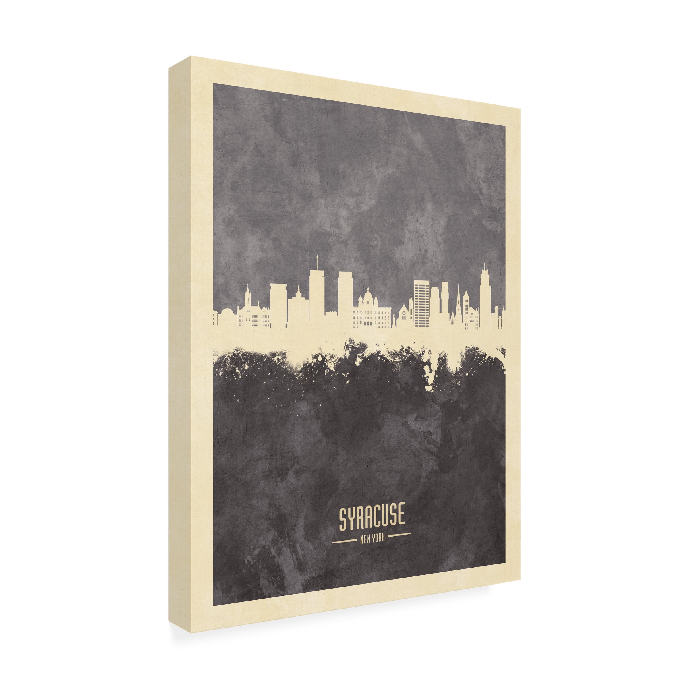 Michael Tompsett 'Syracuse New York Skyline Gray' Canvas Art
