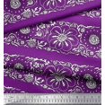thumbnail image 2 of Soimoi Polyester Crepe Fabric Leaves & Floral Block Print Fabric by The Yard 42 Inch Wide, 2 of 3