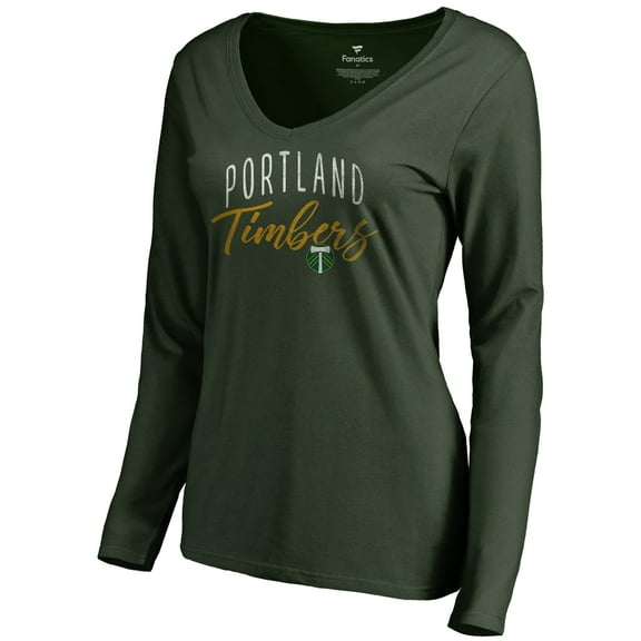 Women's Green Portland Timbers Graceful V-Neck Long Sleeve T-Shirt