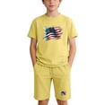 thumbnail image 2 of DJDLJWCJ 2 Piece Girls Outfit Sets Girls Crewneck Graphic Tee Shirt and Elastic Waist Stretch Soft Shorts Yellow Size 5T, 2 of 10