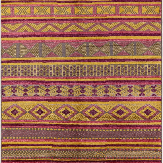 Ahgly Company Machine Washable Indoor Square Industrial Modern Bright Maroon Red Area Rugs, 8' Square