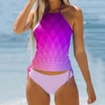 thumbnail image 2 of VJATTWR Bathing Suits Women Tankini My Items Women Swimwear Tankini 2 Piece Normal Swimsuit Backless 2 Piece Printing Adjustable Print Multi Color Padded Strap Bathing Suits Vacation Beach Wear, 2 of 5