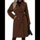thumbnail image 1 of Gabardina de Lana Cruzada para Mujer, Abrigo de Invierno de Mezcla de Lana, Medio, Elegante. Marrón Oscuro XXL, 1 of 9