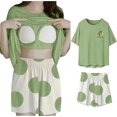 thumbnail image 2 of Wancir Womens Cotton Pajama Sets Short Sleeve Top With Capri Pants 2 piece sets for Women Summer Pajamas Lounge Set, 2 of 4