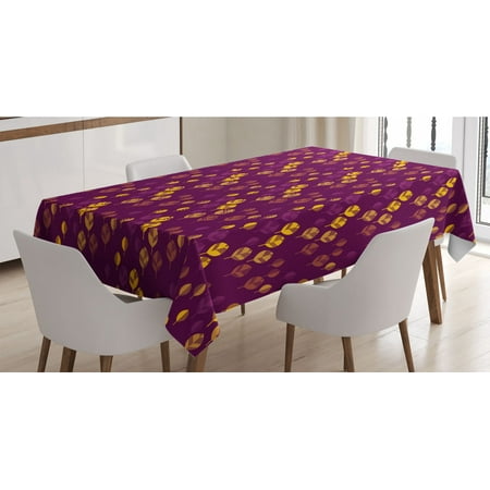 

Autumn Tablecloth Composition of Nature Warm Tones Cozy Abstract Autumn Leaves Illustration Rectangle Satin Table Cover for Dining Room and Kitchen 60 X 90 Plum and Earth Yellow by Ambesonne