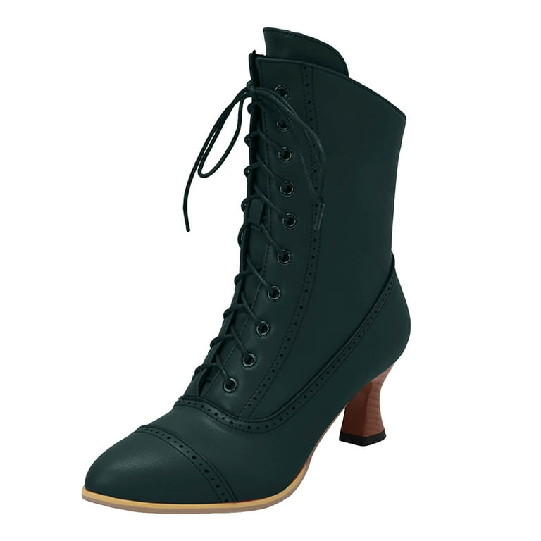 Dakaela Victorian Boots for Women Vintage Granny Witch Ankle Boots