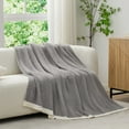 thumbnail image 2 of Snuggle Sac Fuzzy Reversible Microfiber Throw Blanket,Ultra Soft Knit Throw,Gray,50*60", 2 of 5