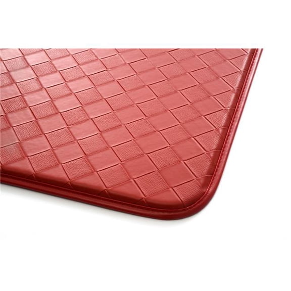 18 x 30 in. Faux Leather Kitchen Anti-Fatigue Mat, Diamond Red
