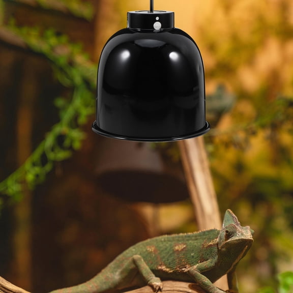 LOLIPPYY Black Reptile Heat Lamp Enclosure with Anti-Scald Cover for Turtle Snake and Lizard Tanks