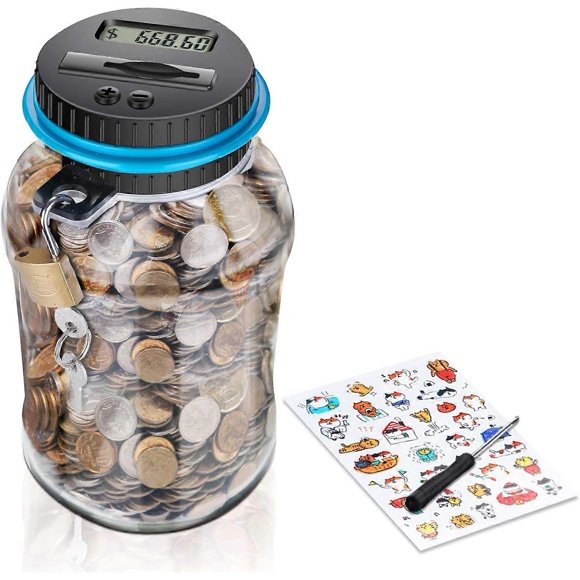 Electronic piggy bank with coin counter, suitable for children and adults-piggy bank with counter-funny piggy bank-1.8L savings bottle