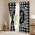 thumbnail image 3 of Feelyou Checkered Letter M Black Out Curtains for Kids, Black White Buffalo Plaid Curtains Pack of 2 (42x63 Each), Retro Damask Floral Bedroom Curtains, Window Curtains Home Decor, 3 of 6