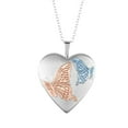 thumbnail image 1 of Sterling Silver Double Butterfly Heart Shape Locket Pendant, 1 of 7
