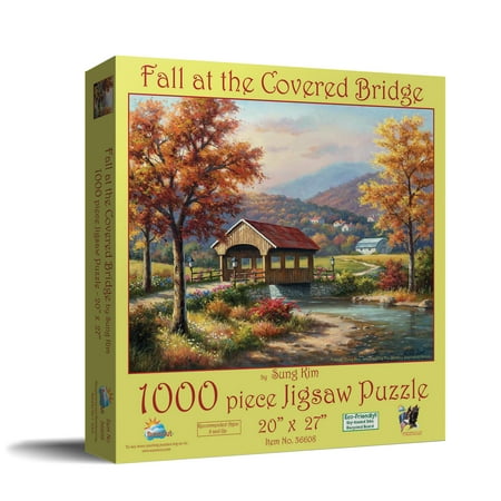 SUNSOUT INC - Fall at the Covered Bridge - 1000 pc Jigsaw Puzzle by Artist: Sung Kim - Finished Size 20  x 27  - MPN# 36608 price history on PriceWatchPro
