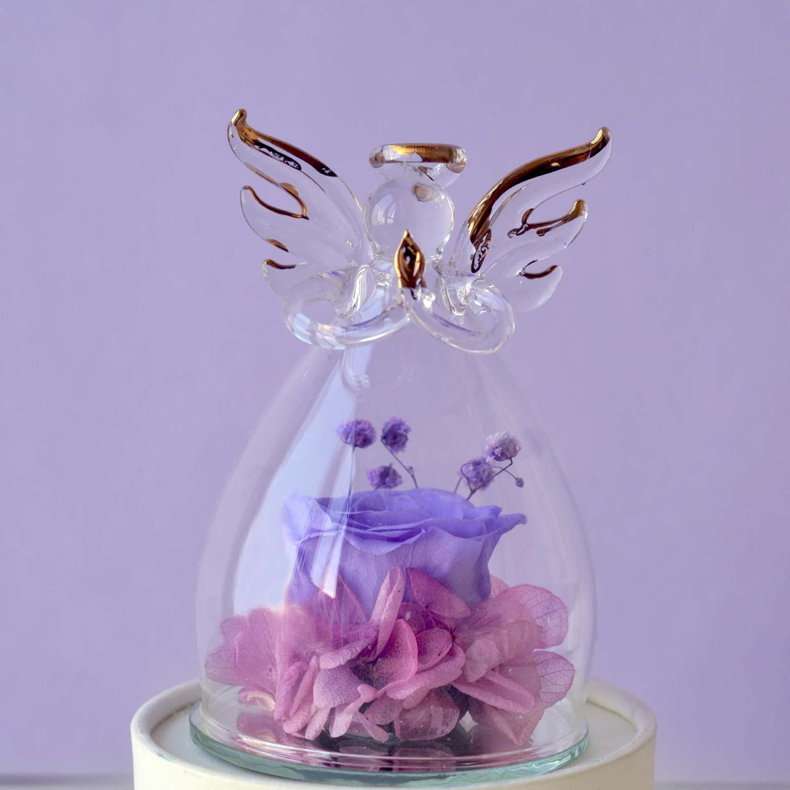 Romantic Eternal Flowers in Angel Figurine Gifts for Mom, Christmas, Home Decor, Valentines' Day