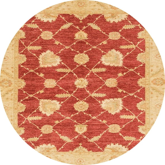 Ahgly Company Indoor Round Abstract Scarlet Red Abstract Area Rugs, 5' Round