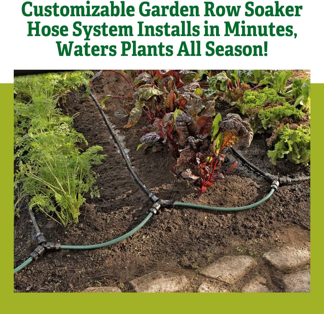 Gardener's Supply Company Snip-n-Drip Irrigation Kit | Outdoor Customizable Self-Watering Sprinkler Soaker Hose System | Supplys 4 25 Foot Garden Rows