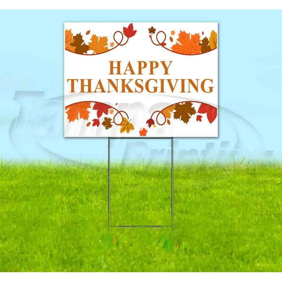 Happy Thanksgiving V5 (18" x 24") Yard Sign, Includes Metal Step Stake