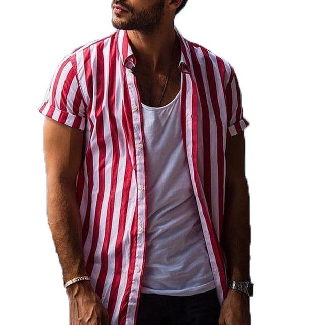 short sleeve vertical striped shirt mens