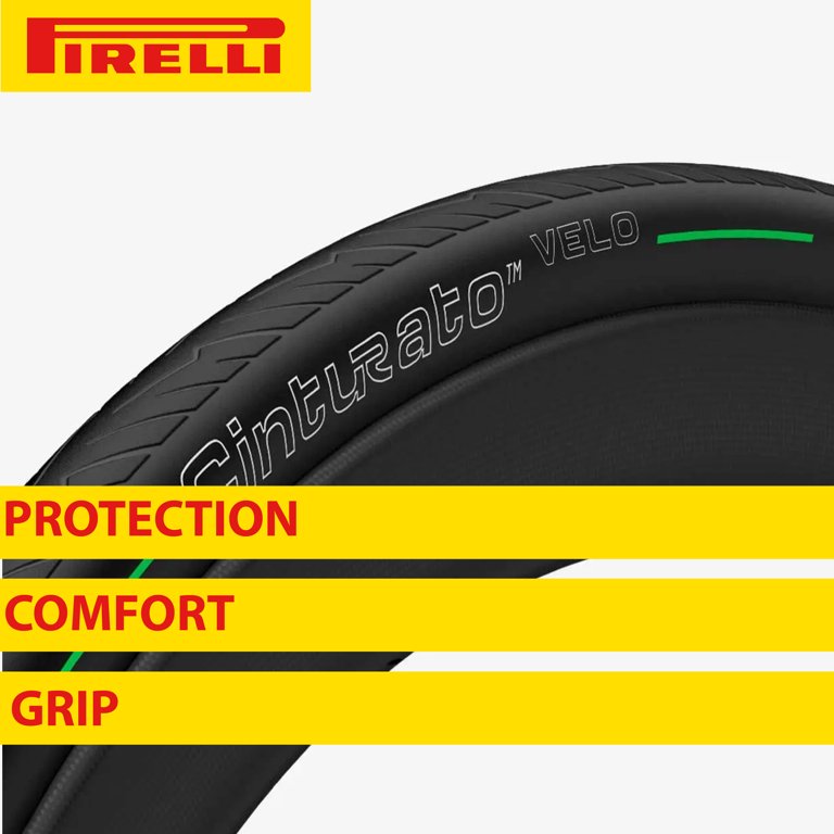 Pirelli Cinturato Velo TLR Road Bike Tire - Tubeless Ready, 700x26/28/32/35, Black