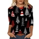 thumbnail image 2 of Pntutb Mujeres Casual Imprimir Navidad suelta tres cuartos manga cuello redondo tops Pntutb Pntutb-6459, 2 of 5