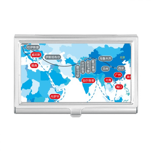 Vector Diagram Journey Silk Road Map Business Card Holder Case Pocket Box Wallet