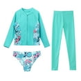 thumbnail image 3 of YONGHS Kids Girls Rash Guard Long Sleeve Swimshirts with Briefs Pants Swimsuit Beach Swimwear Set Palm Leaves 14, 3 of 5
