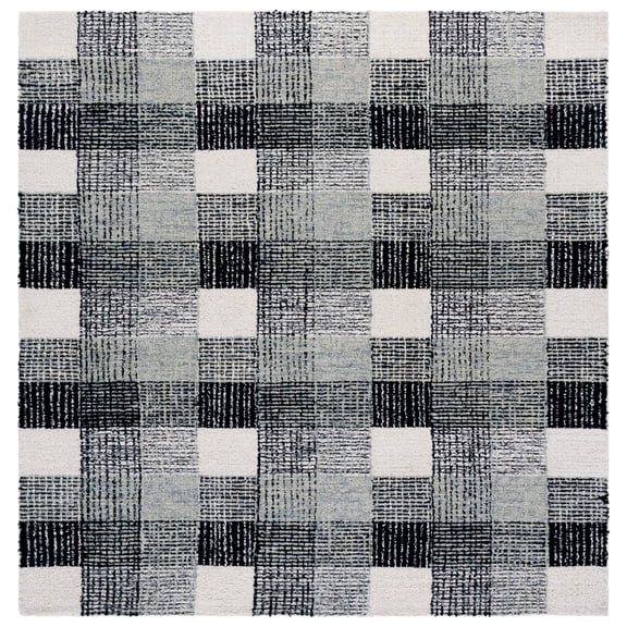 SAFAVIEH Genre Regius Plaid Area Rug, Ivory/Black, 6' x 6' Square