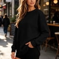 thumbnail image 6 of Sweatshirts for Women Casual Pullover Long Sleeve Side Slit Pocket Crewneck Loose Fit Classic Tops, 6 of 6