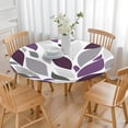thumbnail image 3 of Bohemian Style Floral Print Round Tablecloth - Elastic Hem Fits 52 to 56 Inch Tables - Vibrant Table Cover for Dining Room Kitchen Decor, 3 of 7