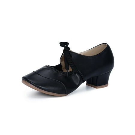 

Fangasis Ladies Non-Slip Modern Salsa Casual Tango Breathable Mid Heel Dance Shoe Black 8
