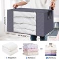 thumbnail image 4 of Paquete de 6 bolsas de almacenamiento de 90 litros, caja de almacenamiento plegable grande con tapa para ropa, edredones y ropa de cama (gris), 4 of 6