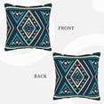 thumbnail image 7 of Velvet Decorative Throw Pillow Covers Set of 2, Soft Square Cushion Cover with Invisible Zipper Retro Blue Tribal Style Geometric Printing, 20"x20", 7 of 7