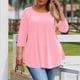 thumbnail image 2 of Plus Tamaño Suelto Ajuste Camisetas para las Mujeres Impresas 3/4 Manga Cuello Redondo Blusa Casual Verano, Más Tamaño de la Túnica de Manga Larga para las Mujeres, 2 of 6
