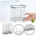 thumbnail image 2 of Piwvid Stainless Steel Utensil Holder - Multi-Functional Basket Tray for Spoons, Chopsticks & Sponges, Durable & Rust-Proof, Perfect for Kitchen Sink & Countertop, 2 of 9