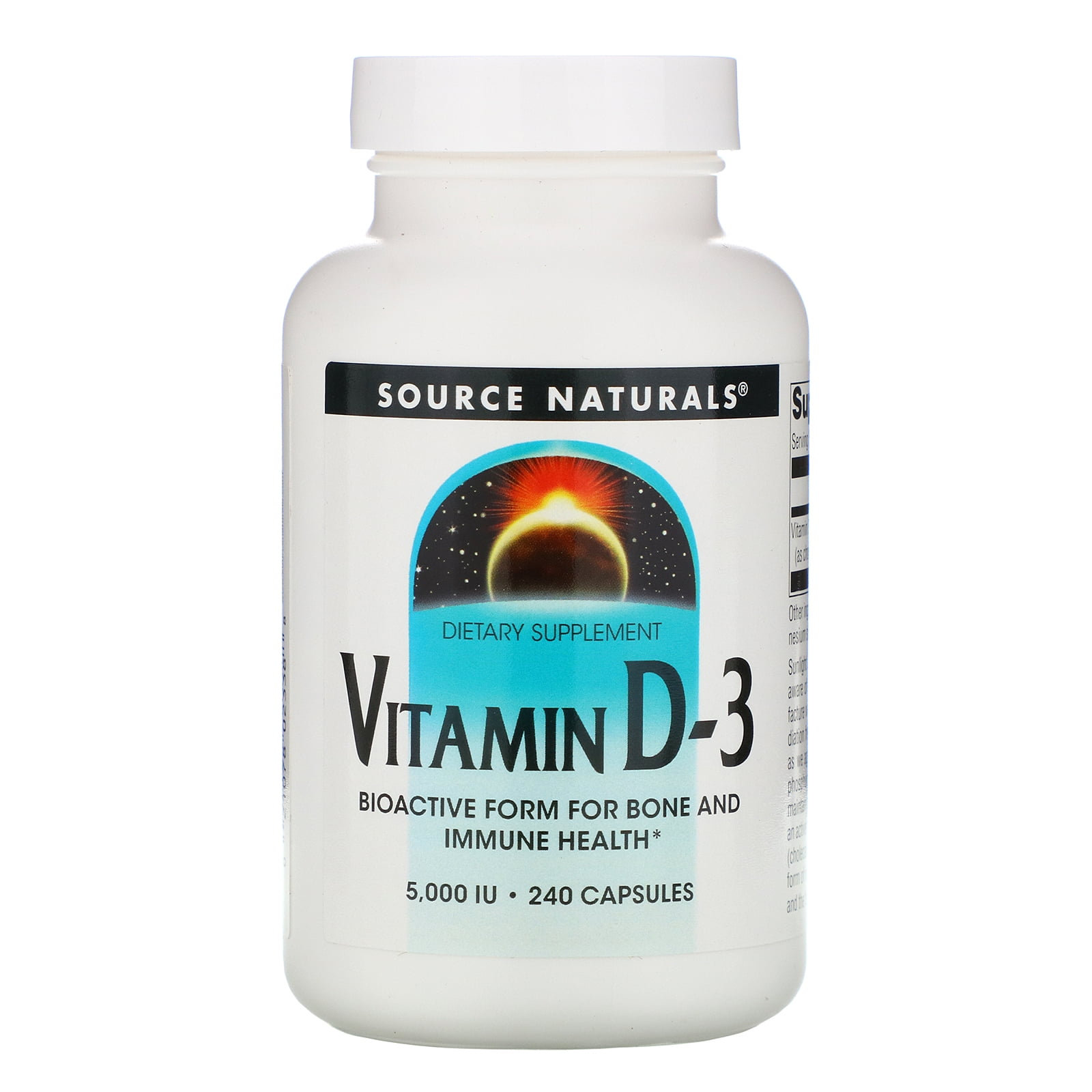 Vitamin D-3, 5,000 IU, 240 Capsules, Source Naturals