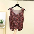 thumbnail image 4 of Tnhcen Women's Fleece Lined Tank Top Floral Print Thermal Underwear Sleeveless Round Neck Seamless Brushed Pajamas Warm Winter Base Layer Top M-2XL, 4 of 5