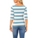 thumbnail image 3 of Camisetas de rayas para mujer Inspire Chic, corte ajustado, mangas de codo, cuello barco, talla XL, gris, azul y blanco, 3 of 6