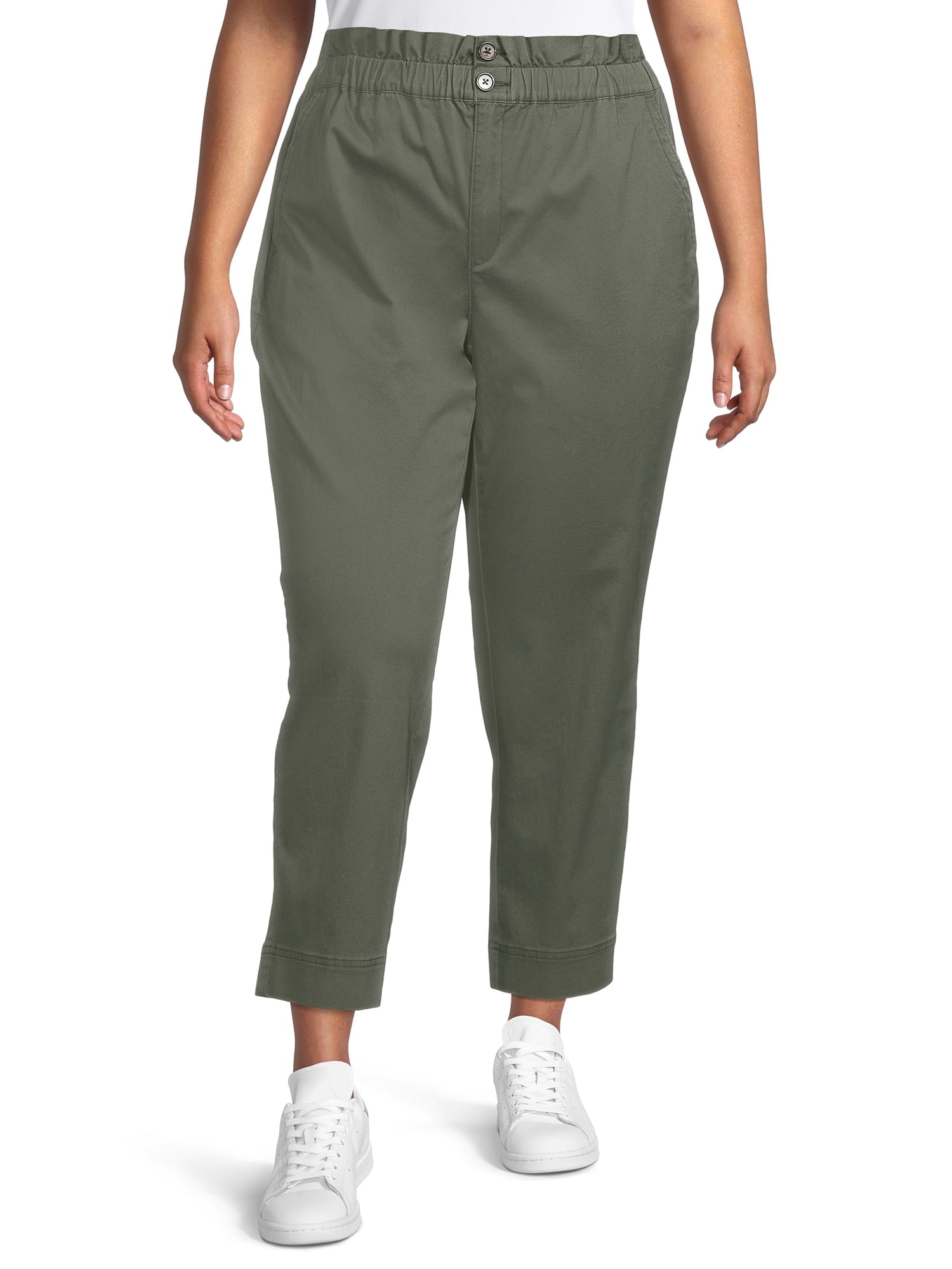 Terra & Sky Women's Plus Size High Rise Paperbag Pants - Walmart.com