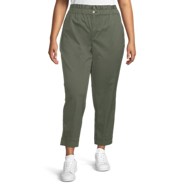 Terra & Sky Women's Plus Size High Rise Paperbag Pants - Walmart.com