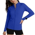 thumbnail image 5 of hotojiny Women's Workout Jacket Lightweight Zip up UPF 50+ Yoga Slim Fit Tops Mock Neck Cropped Athletic Tee Shirt, 5 of 7