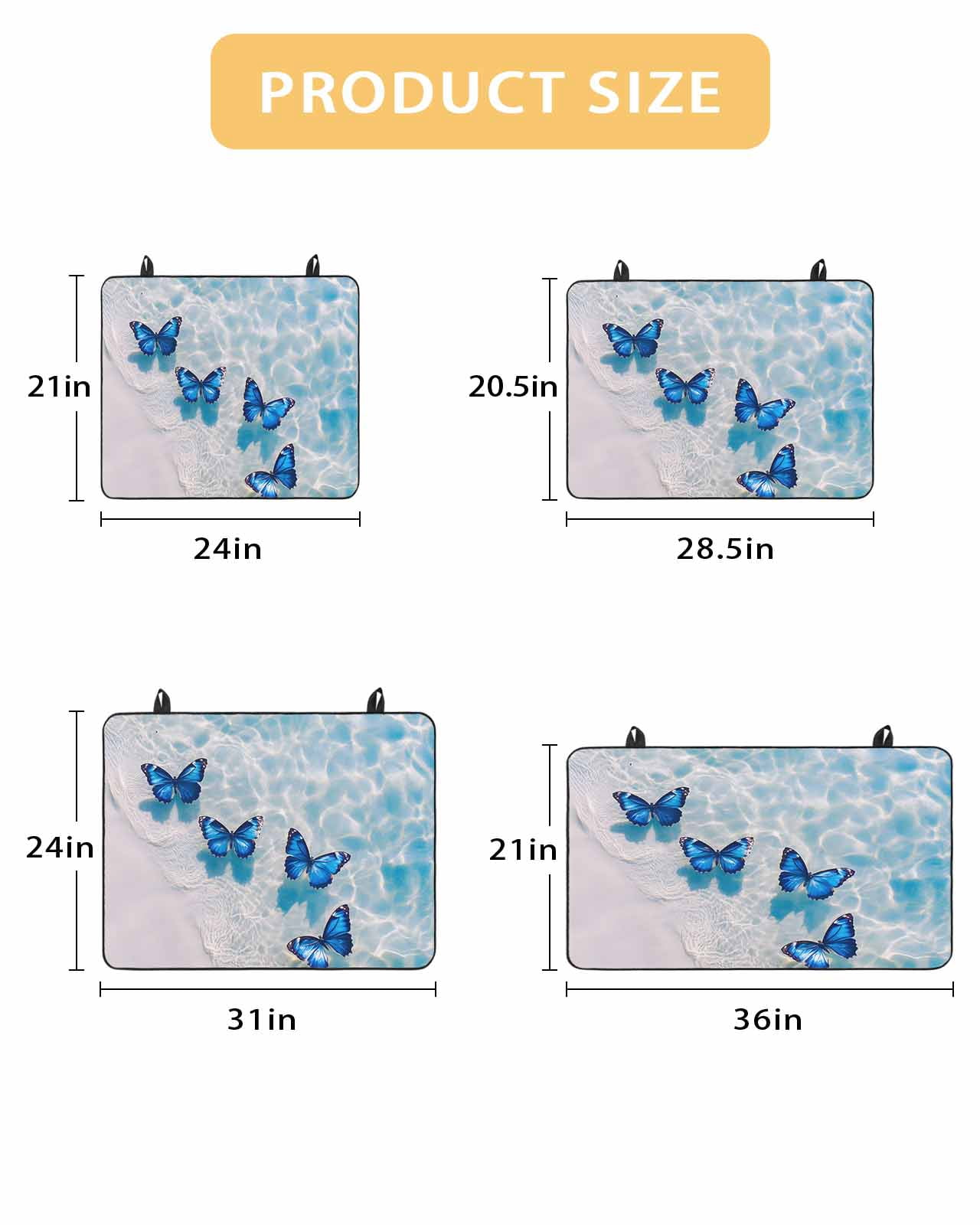 nqOlkjepod Large Induction Cooktop Protector Mat 24"x21", Blue Butterfly Coastal Stove Top Covers for Electric Stove, Summer Beach Ocean Wave Stove Burner Cover Mats, Glass Top Stove Cover