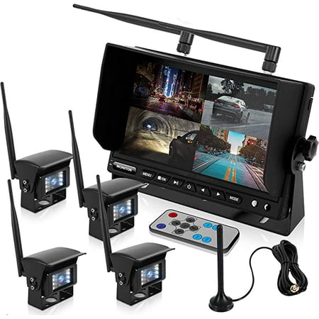 Pyle Waterproof Car Parking Rear View Reverse Safety Vehicle Monitor System W/ Quad View 7  LCD