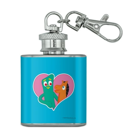 Gumby Pokey BFFs Best Friends Forever Stainless Steel 1oz Mini Flask Key Chain