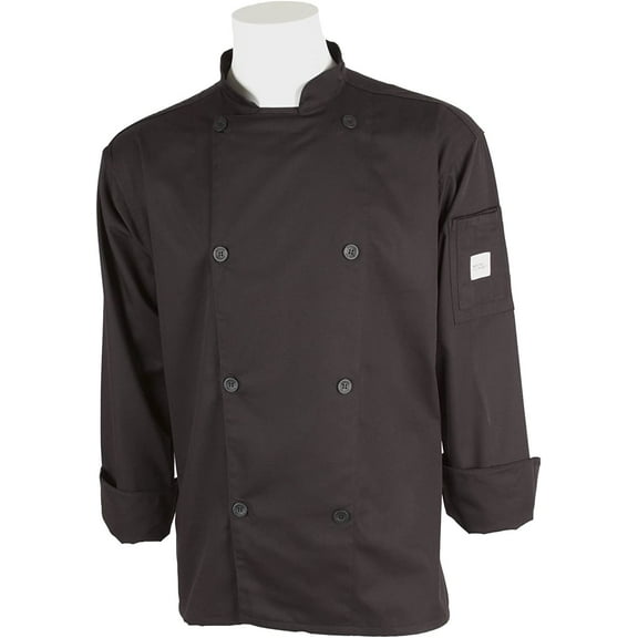 Mercer Culinary M61010BK7X Genesis Men's Chef Jacket with Traditional Buttons, 7X-Large, Black 7X-Large Black