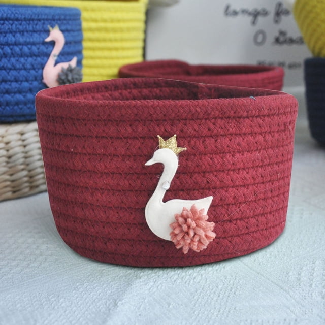 Organizador de sábanas Dainzusyful, organización y almacenamiento, minicesta tejida con flores, cesta redonda de cuerda de algodón, cesta pequeña para almacenamiento, contenedores de almacenamiento