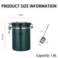 thumbnail image 2 of Stainless Steel Coffee Canister - 1.8L Kitchen Food Storage Container with Date Tracker, CO2-Release Valve and Measuring Scoop For Ground Coffee, Beans, Tea, Sugar, 1800ML Large, 2 of 5