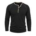 thumbnail image 4 of Bainana Long Sleeve Henley Shirts For Men Crew Neck Soft Moisture Wicking T-Shirt Solid Color Regular Fit Everyday Wear Basic Tops Size L, 4 of 8