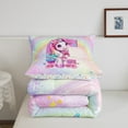 thumbnail image 5 of Erosebridal Pink Unicorn Bedding Sets Twin with Comforter, Initial C Letter Duvet Insert, Cartoon Animal Decor, Reversible, 5 of 7
