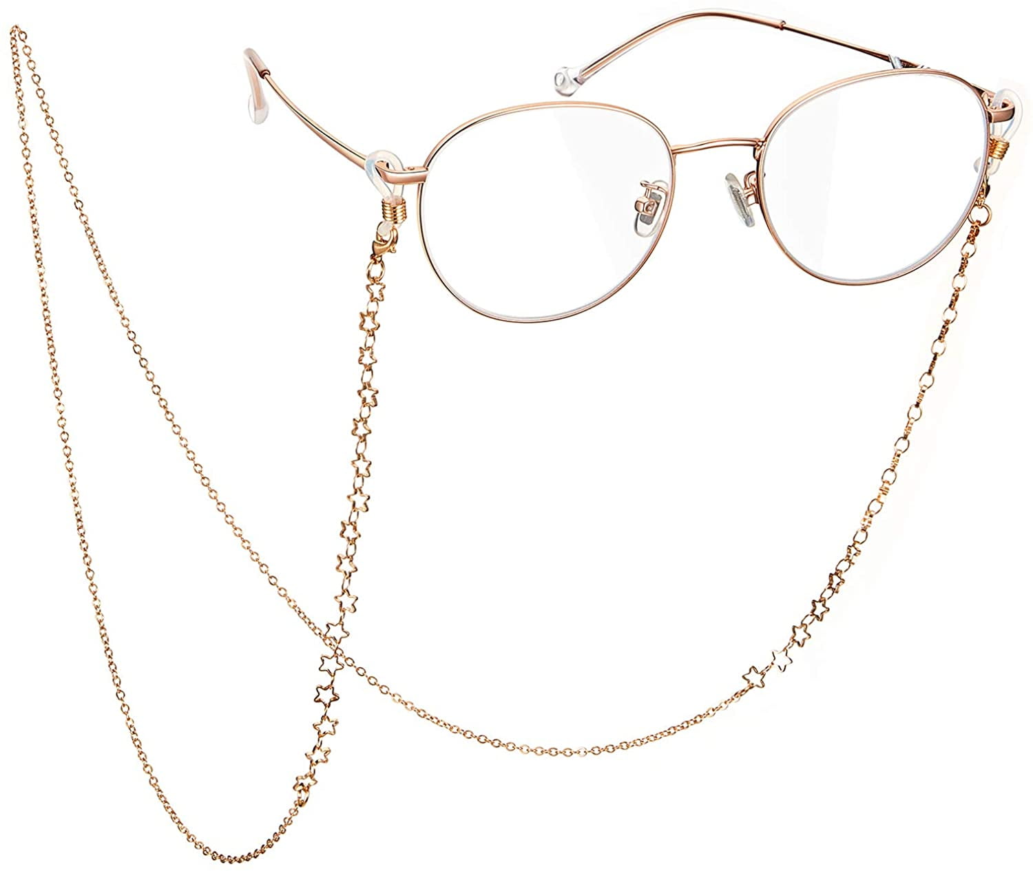 Gold and Silver 2 Pieces Eyeglass Chains for Women Glasses Reading Glasses Cords Sunglasses Holder Strap Lanyards Eyewear Retainer 